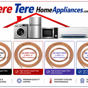 AC Copper Pipe Kit 1/2 inch & 1/4 inch with Insulation | Seamless Pure Copper Malaysia Grade | Heavy Duty Tubing for Air Conditioner Installation, High Efficiency Cooling