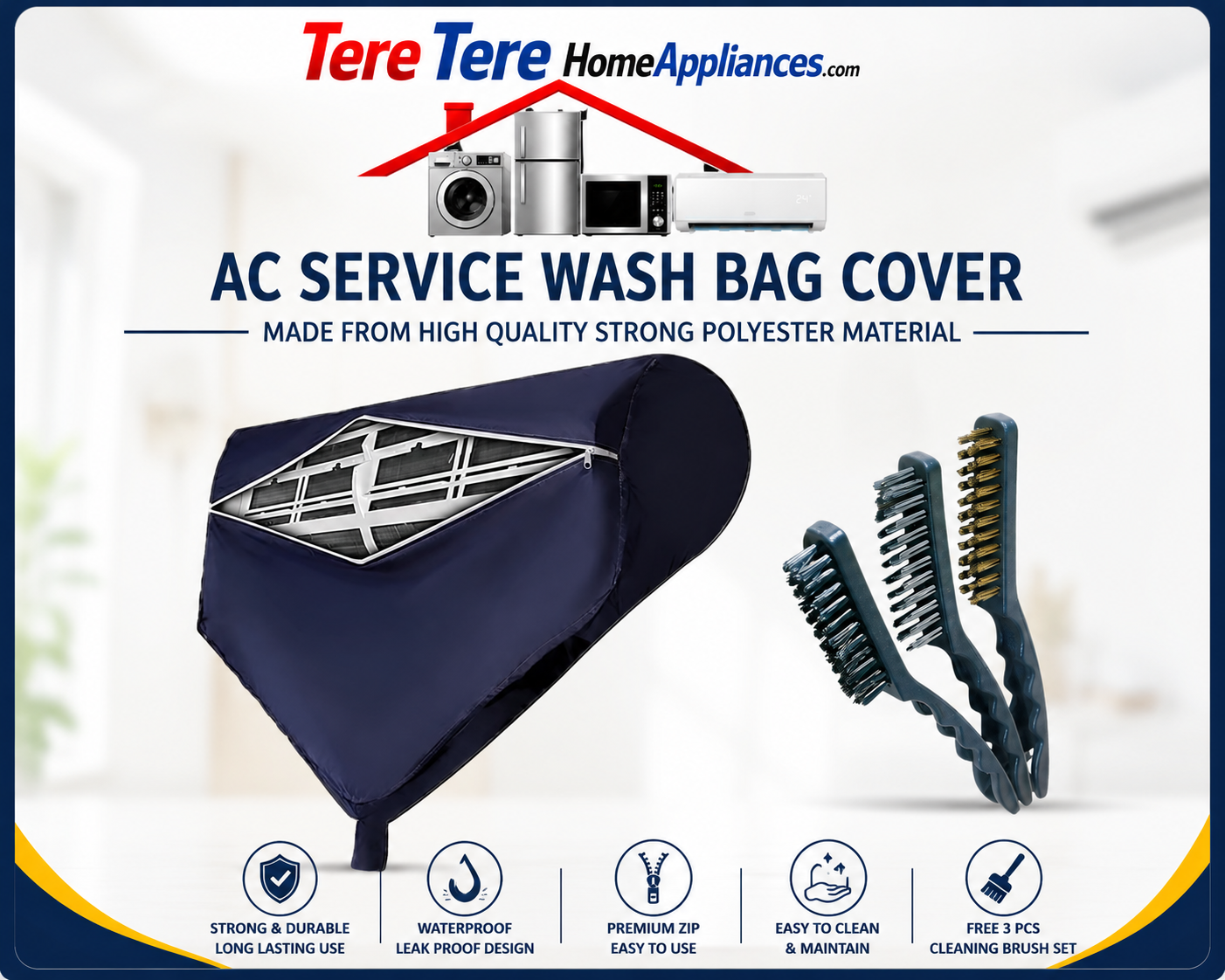 AC Service Jacket Waterproof for 1 to 2 Ton | Leak-Proof, Free Brush Set