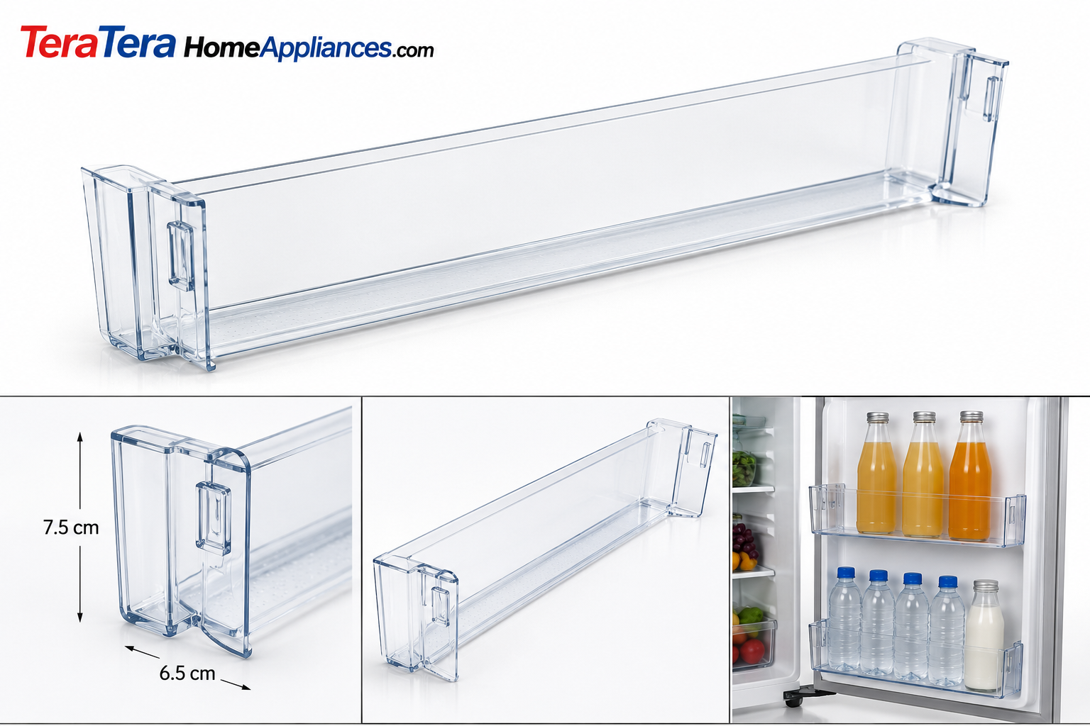 Bottle Shelf Compatible with LG Single Door Refrigerator (165–190 L) | Part Number MAN370879 | Transparent