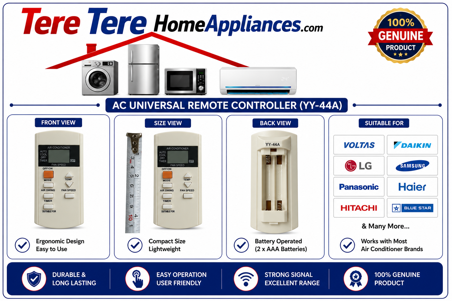 AC Remote Compatible with Panasonic Air Conditioner